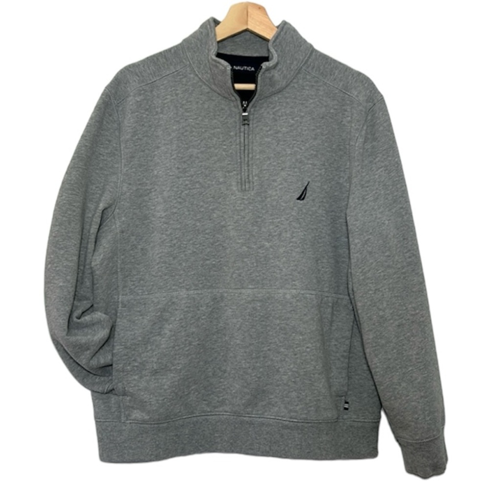 NAUTICA Quarter-Zip Gray Sweatshirt sz L